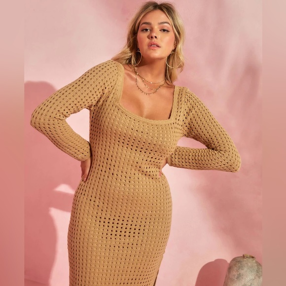 Vici Seychelles Cotton Blend Crochet Knit Midi Dress - Picture 2 of 5